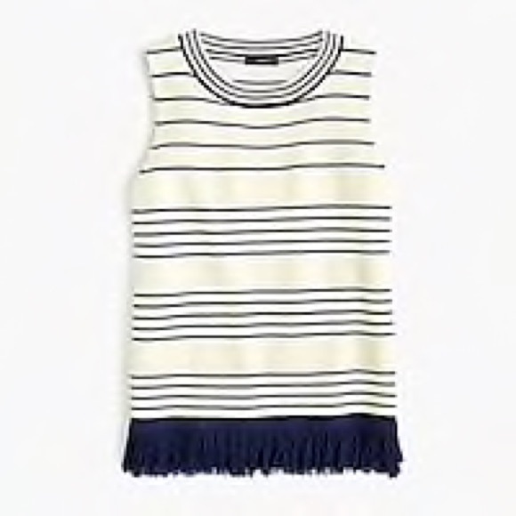 J. Crew Tops - J. Crew Fringed Striped Boatneck Shell Sz S